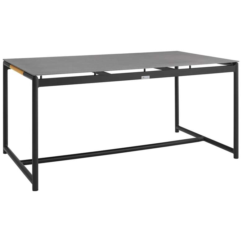 Image 1 Royal Black Aluminum and Teak Outdoor Dining Table with Stone Top