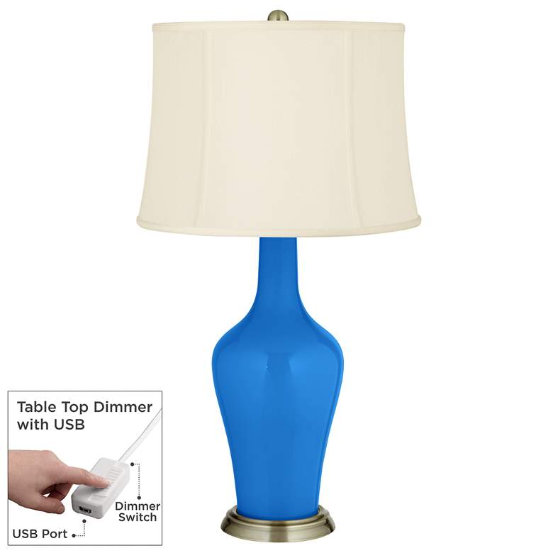Image 1 Royal Blue Anya Table Lamp with Dimmer