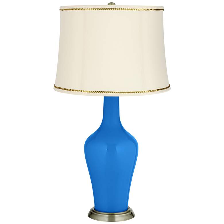 Image 1 Royal Blue Anya Table Lamp with President&#39;s Braid Trim