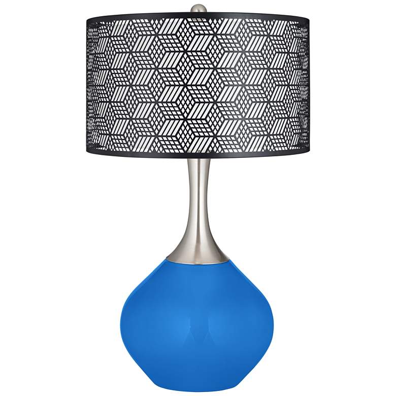 Image 1 Royal Blue Black Metal Shade Spencer Table Lamp