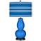 Royal Blue Bold Stripe Double Gourd Table Lamp