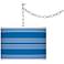 Royal Blue Bold Stripe Giclee Glow Plug-In Swag Pendant