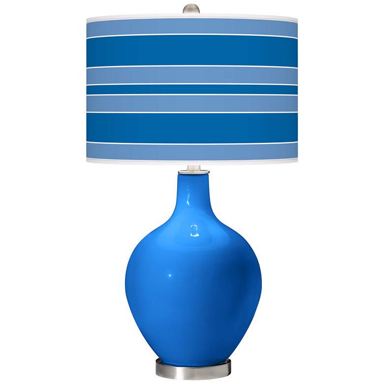 Image 1 Royal Blue Bold Stripe Ovo Table Lamp