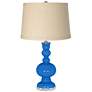 Royal Blue Burlap Drum Shade Apothecary Table Lamp