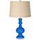 Royal Blue Burlap Drum Shade Apothecary Table Lamp