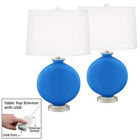 Image1 of Royal Blue Carrie Table Lamp Set of 2 with Dimmers