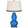 Royal Blue Double Gourd Table Lamp with Wave Braid Trim