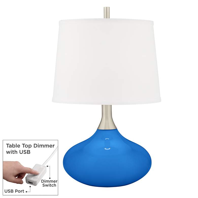 Image 1 Royal Blue Felix Modern Table Lamp with Table Top Dimmer