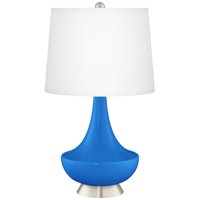 Image 2 Royal Blue Gillan Glass Table Lamp with Dimmer