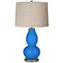 Royal Blue Linen Drum Shade Double Gourd Table Lamp