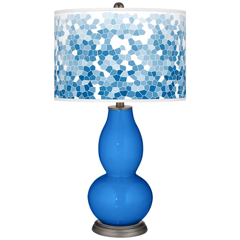 Image 1 Royal Blue Mosaic Giclee Double Gourd Table Lamp