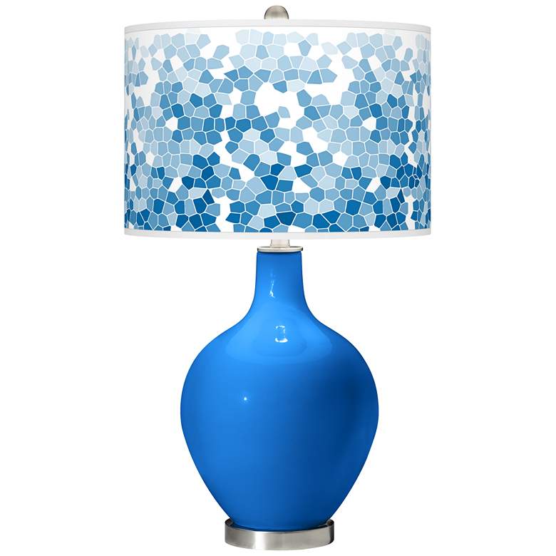 Image 1 Royal Blue Mosaic Giclee Ovo Table Lamp