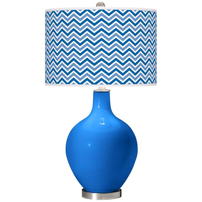 Image 1 Royal Blue Narrow Zig Zag Ovo Table Lamp