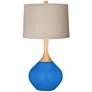 Royal Blue Natural Linen Drum Shade Wexler Table Lamp
