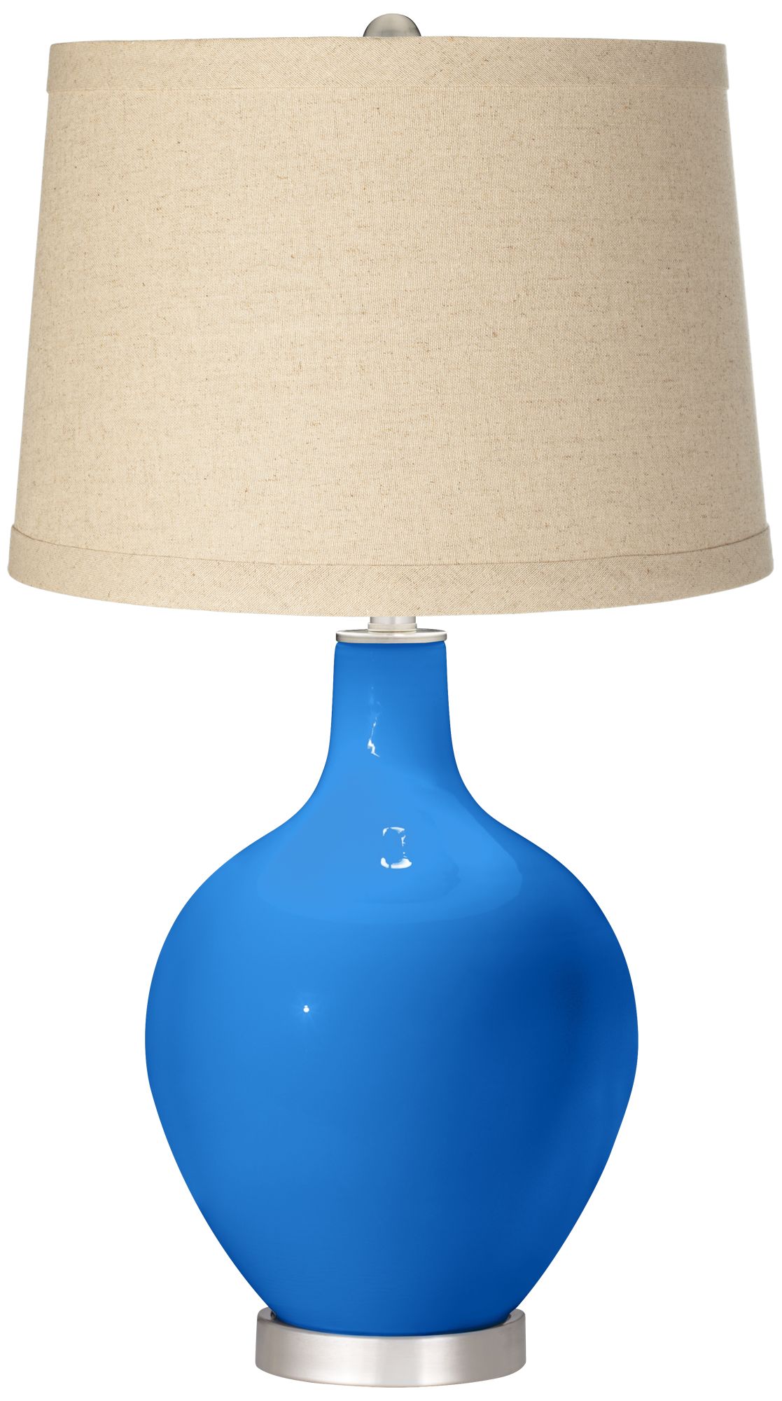 Image Royal Blue Oatmeal Linen Shade Ovo Table Lamp