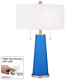 Image1 of Royal Blue Peggy Glass Table Lamp With Dimmer