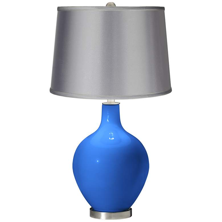 Image 1 Royal Blue - Satin Light Gray Shade Ovo Table Lamp