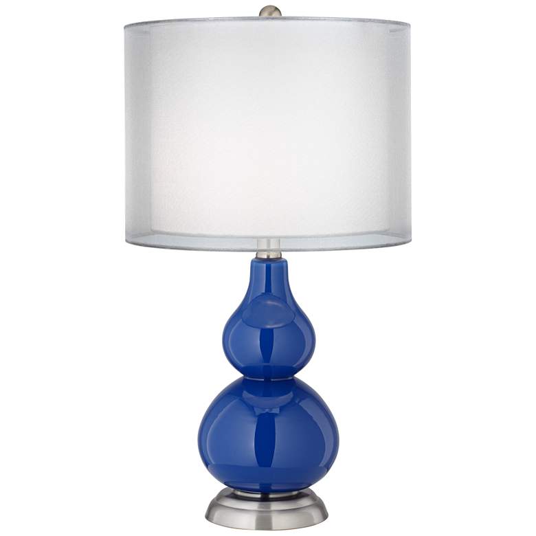 Image 1 Royal Blue Sheer Double Shade Small Gourd Accent Lamp