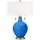 Royal Blue Toby Brass Accents Table Lamp