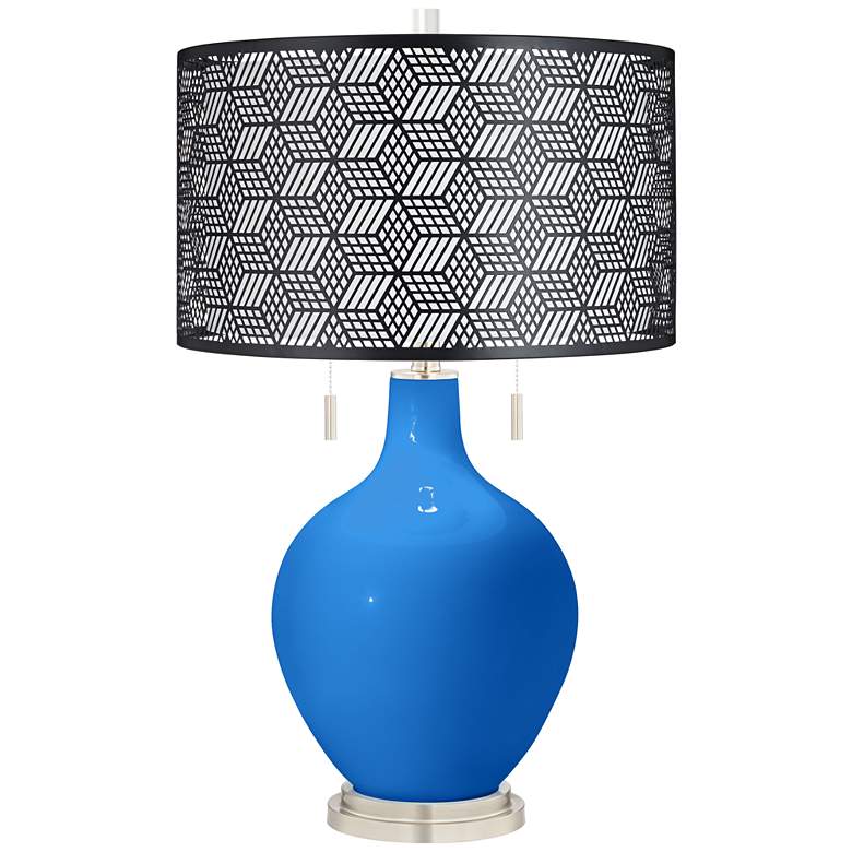 Image 1 Royal Blue Toby Table Lamp With Black Metal Shade