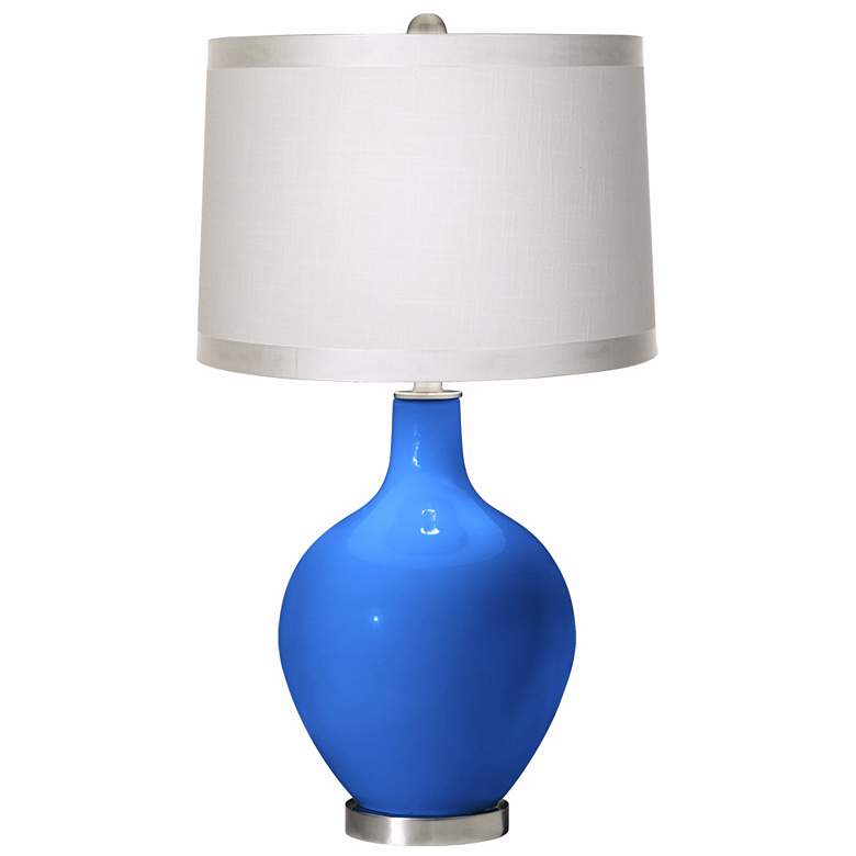 Image 1 Royal Blue White Drum Shade Ovo Table Lamp