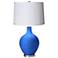 Royal Blue White Pleated Shade Ovo Table Lamp
