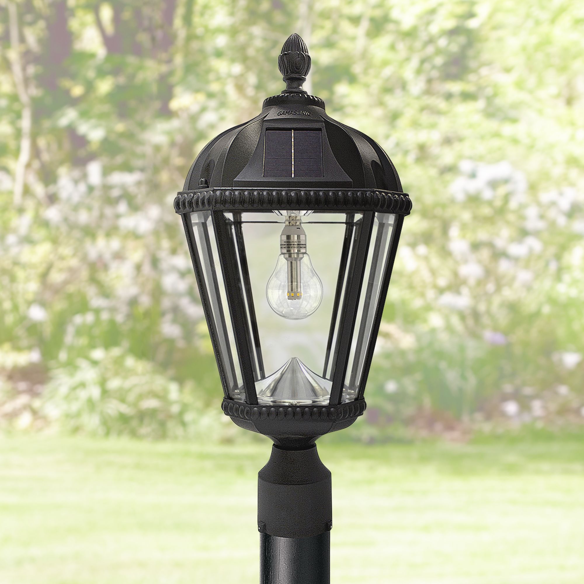 black solar lamp post