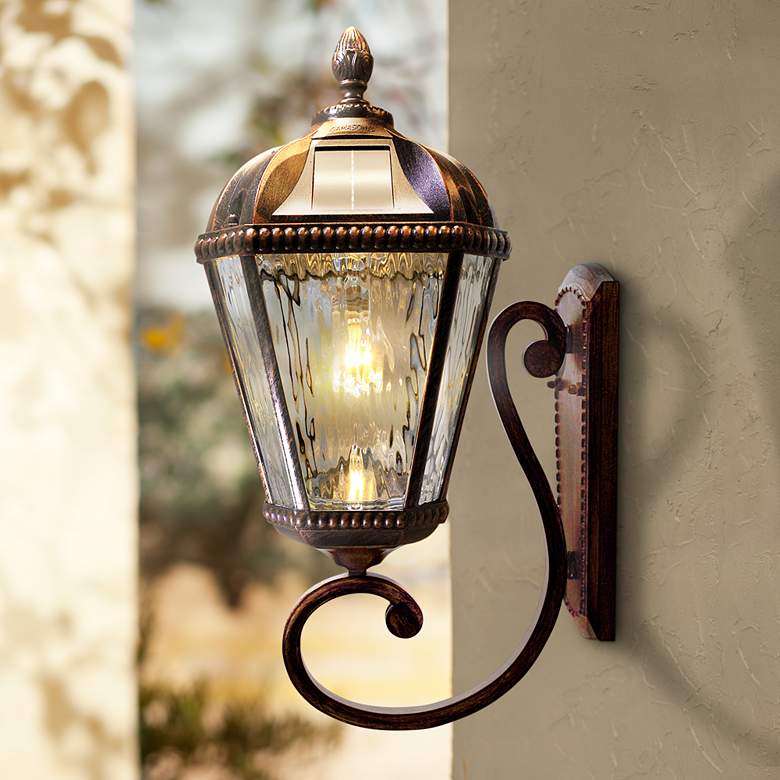 Image 1 Royal Bulb 21 inchH Brushed Bronze Solar LED Outdoor Wall Light