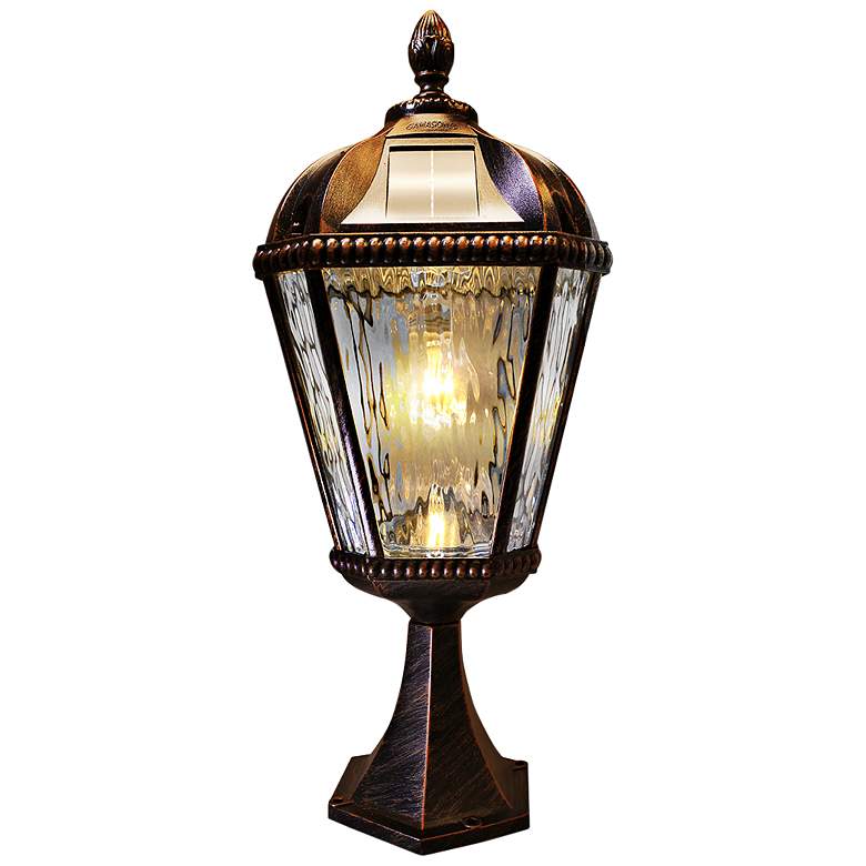 Royal Bulb 23&quot;H Brushed Bronze Solar LED Pier-Mount Light