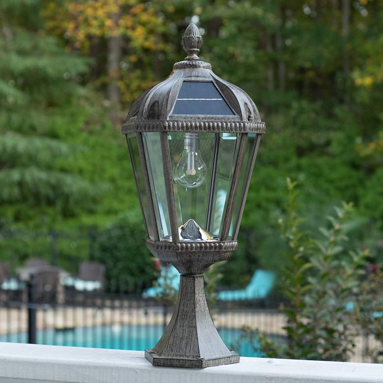 Image 1 Royal Bulb 23"H Weathered Bronze Solar LED Pier Mount Light