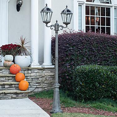 Royal Bulb 89"H Bronze 2-Head Solar LED Post Light with Base