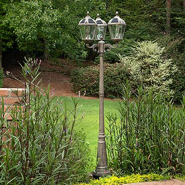 Royal Bulb 89"H Bronze 3-Head Solar LED Post Light with Base