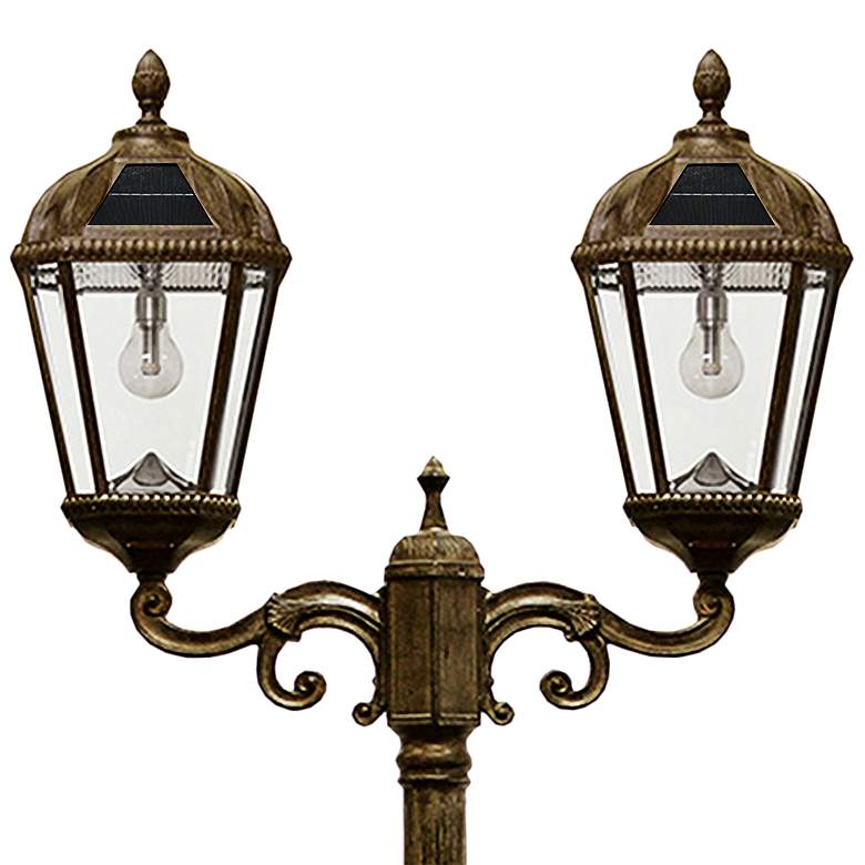 Image 3 Royal Bulb 89"H Bronze 2-Head Solar LED Post Light with Base more views