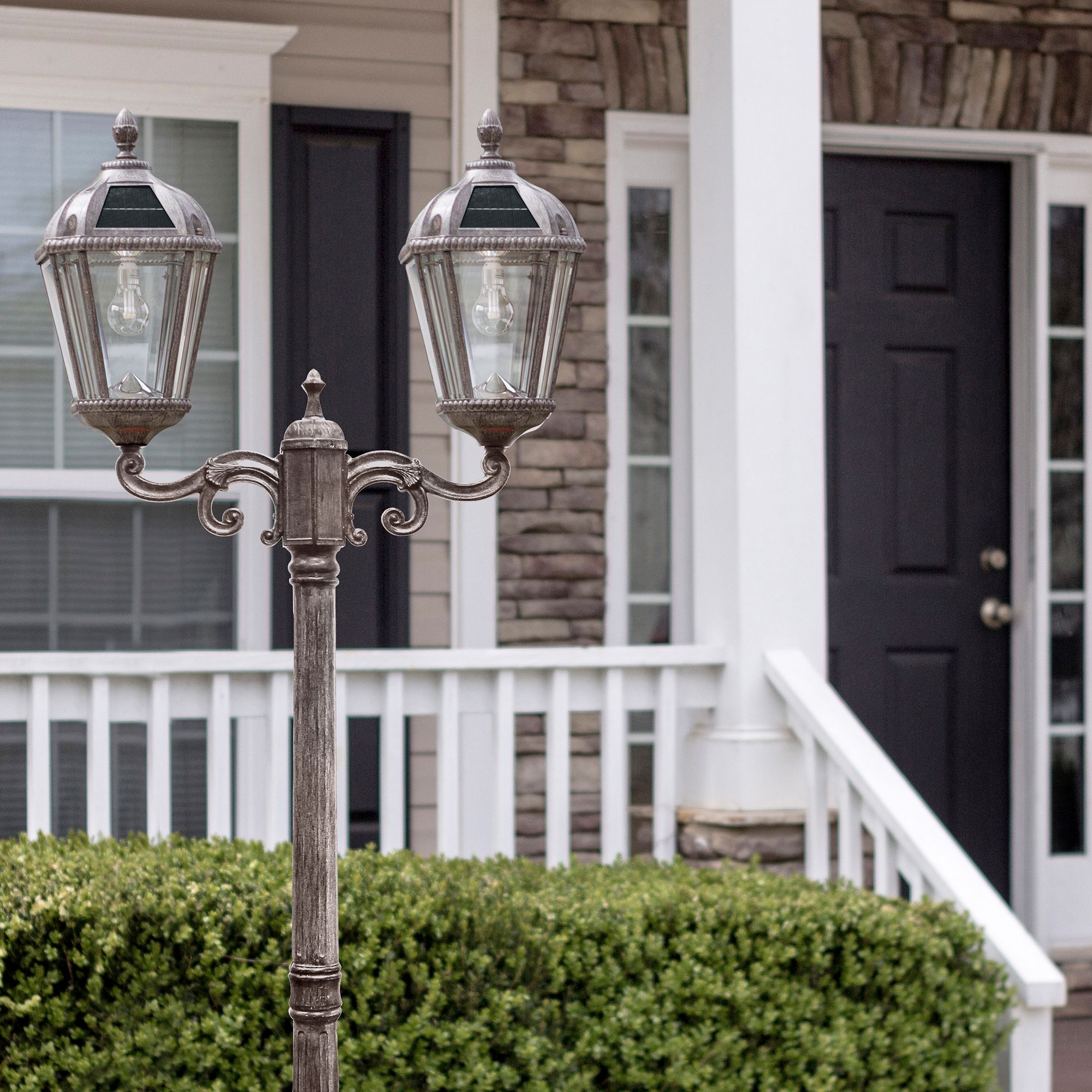 Watch A Video About the Royal Bronze 2 Lamp Solar LED Outdoor Post Light