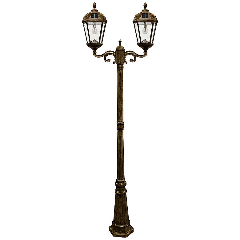 Image 1 Royal Bulb 89 inchH Bronze 2-Lamp Solar LED Outdoor Post Light