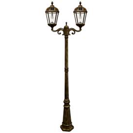 Image1 of Royal Bulb 89"H Bronze 2-Lamp Solar LED Outdoor Post Light