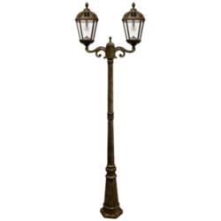 Royal Bulb 89&quot;H Bronze 2-Lamp Solar LED Outdoor Post Light