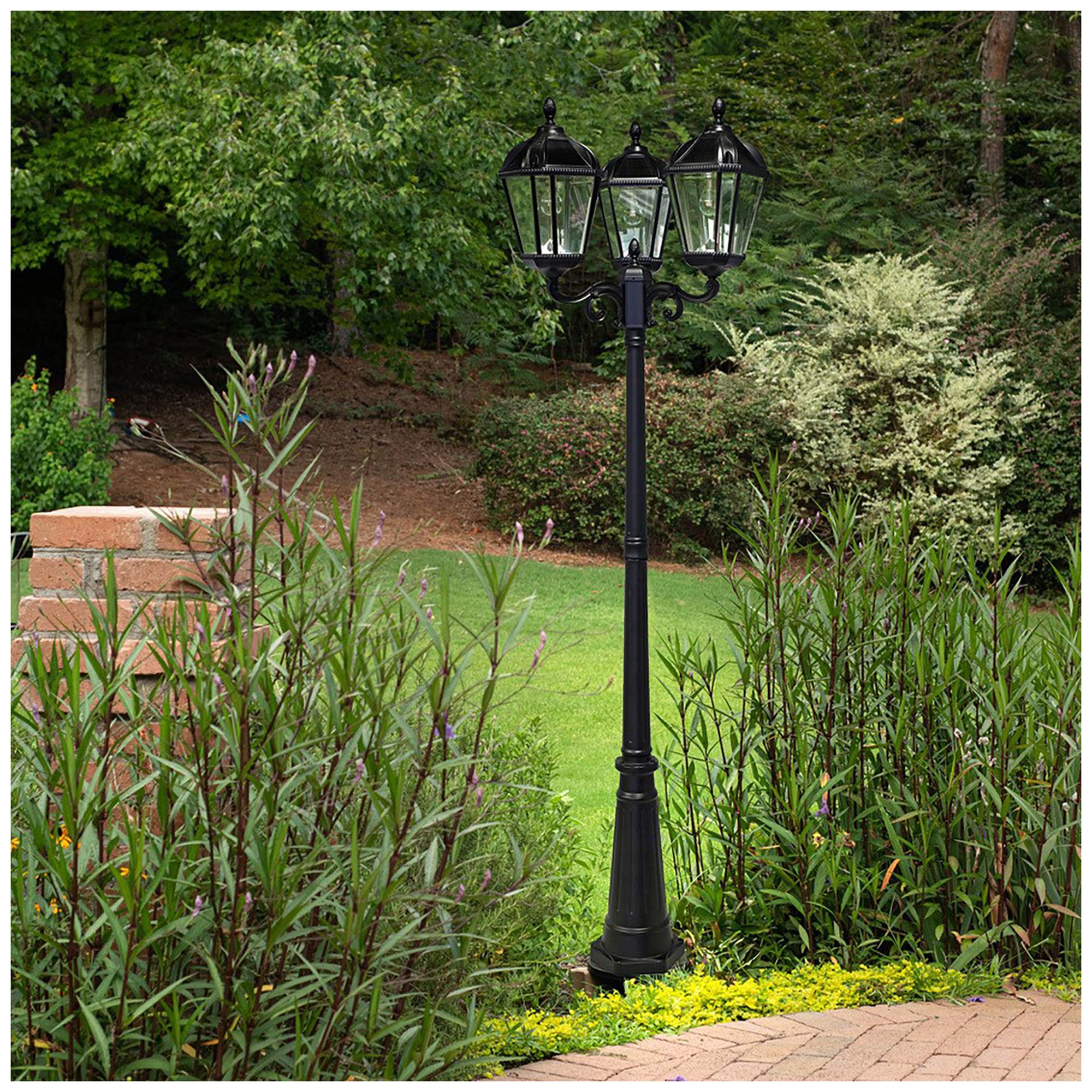 Royal Bulb Triple Head Lamp Post Black