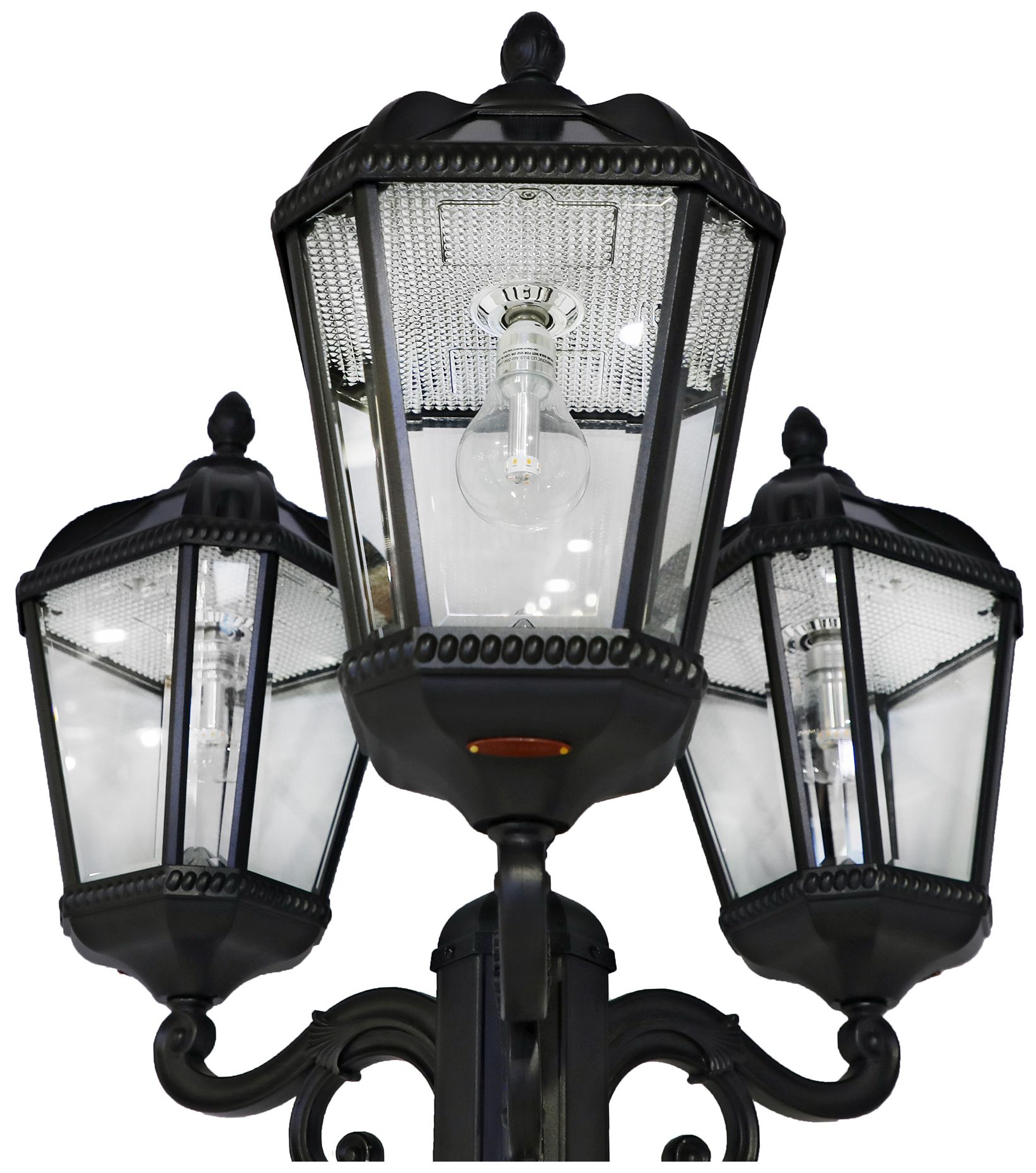 Royal Bulb Triple Head Lamp Post Black
