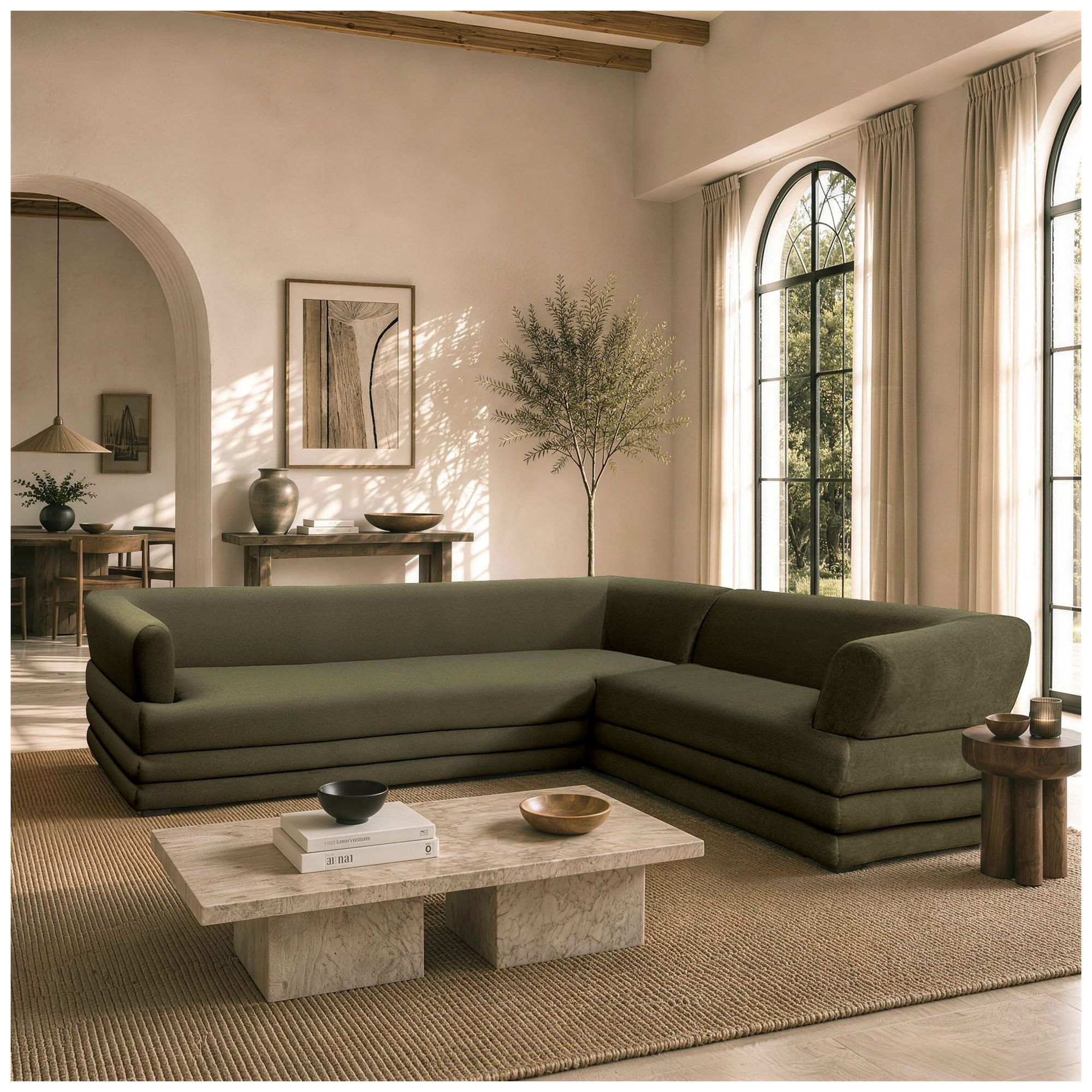Image 2 Royal Contemporary Modern 2-Piece Sectional in Green more views