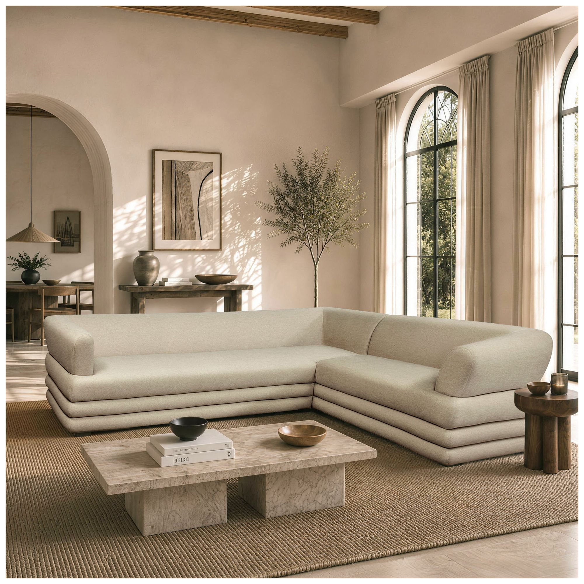 Image 2 Royal Contemporary Modern 2-Piece Sectional in Natural more views