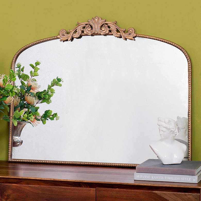 Image 2 Royal Crest 40 inch x 31 inch Arch Top Traditional Gold Wall Mirror