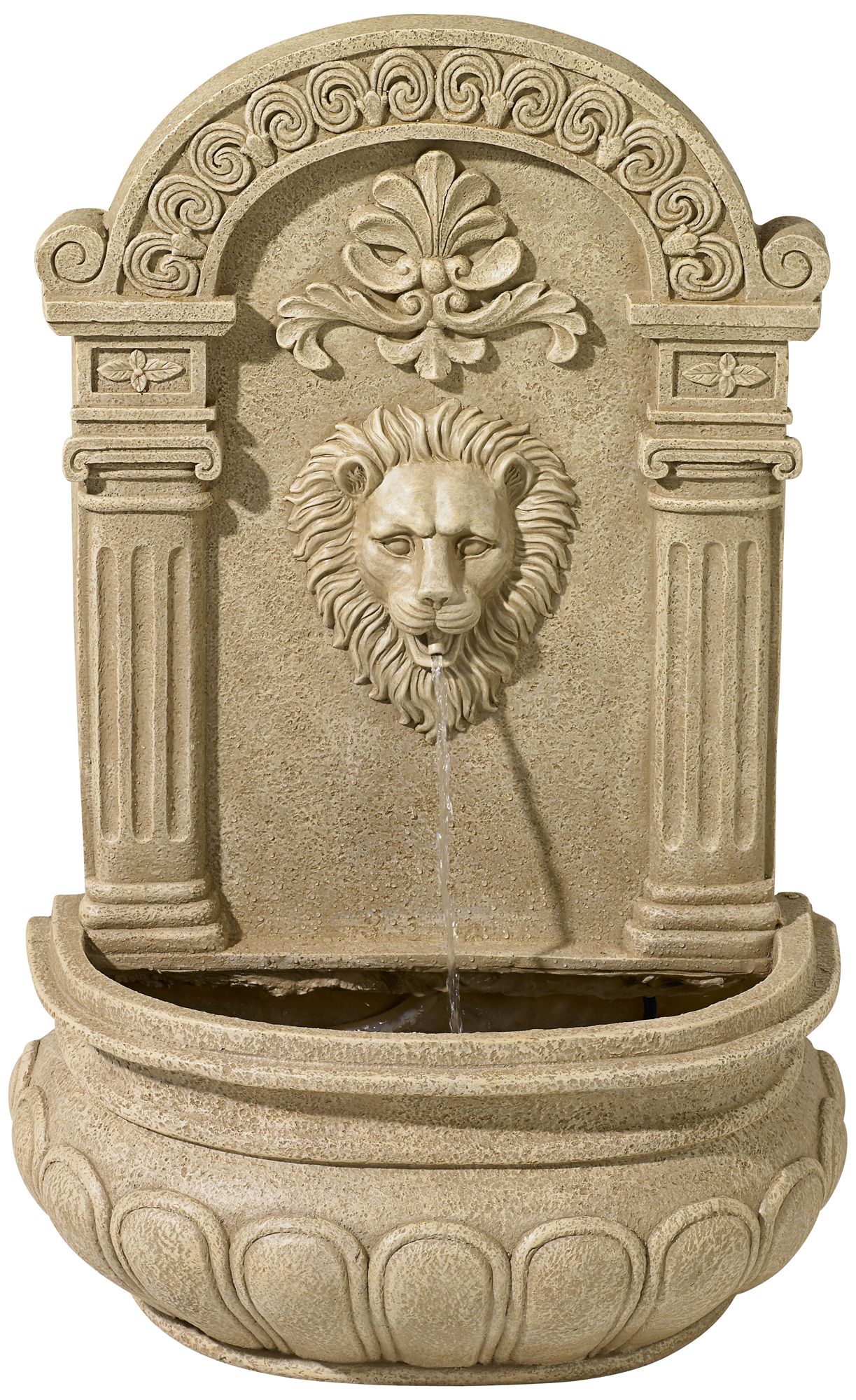 Sand Finish Lion Face Wall Fountain
