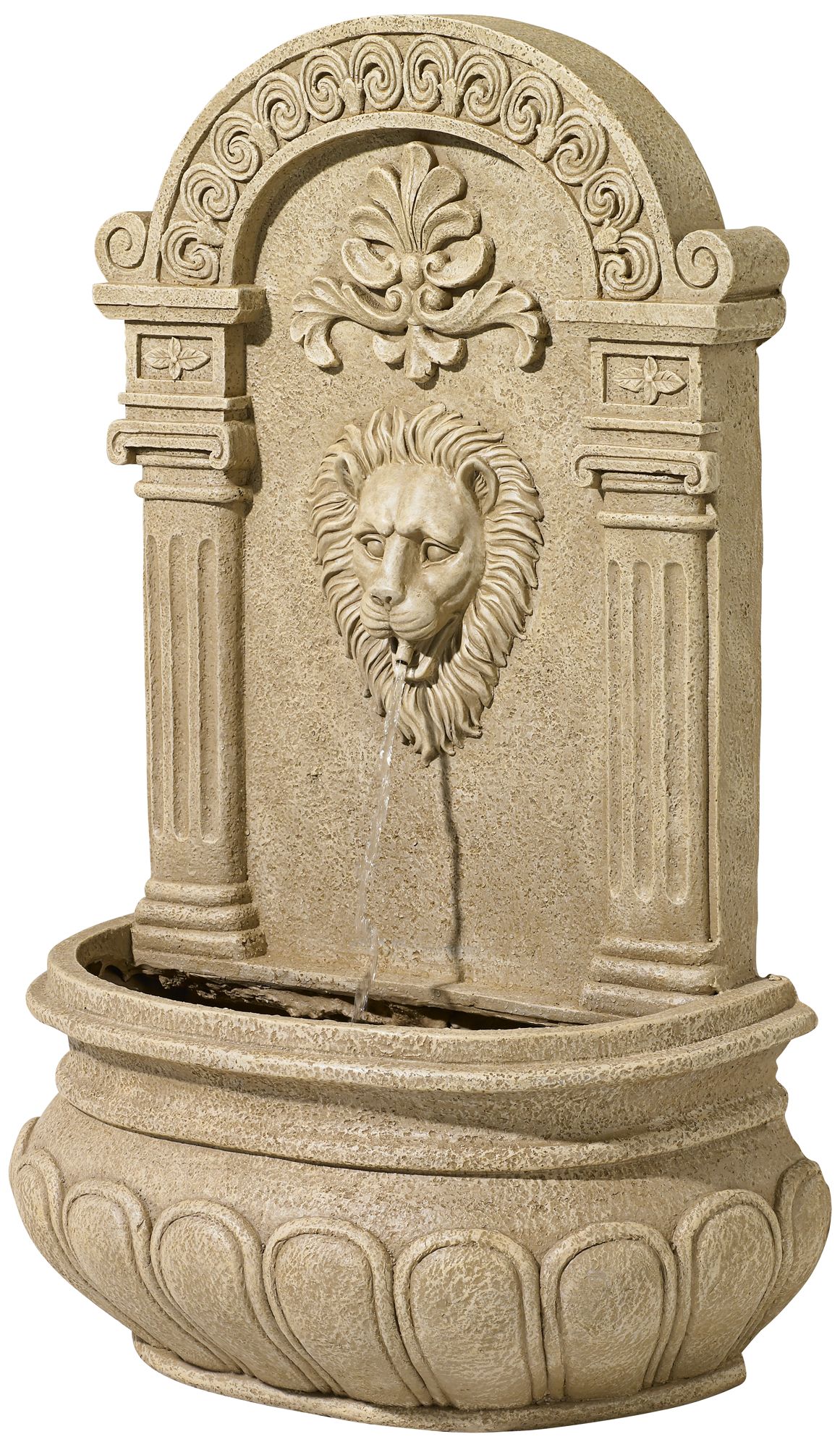 Sand Finish Lion Face Wall Fountain