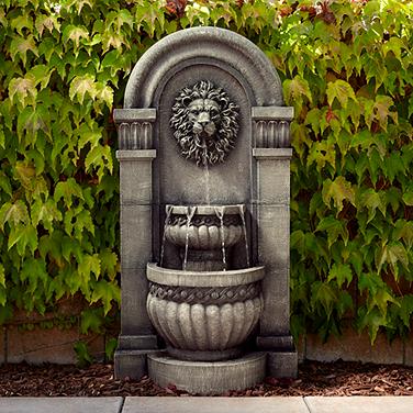 Royal Lion Face 50" High 2-Tier Fountain with LED Light