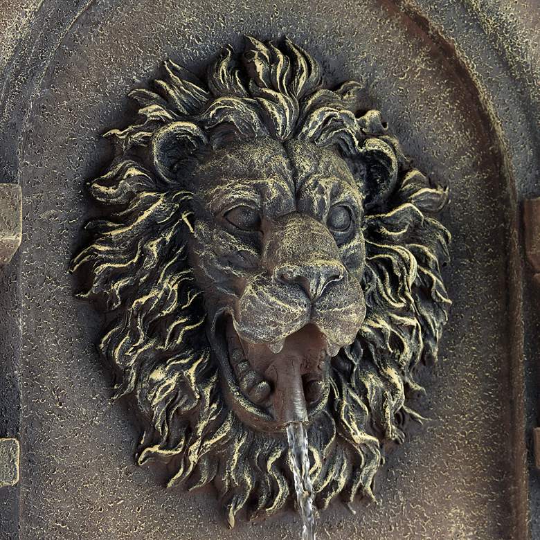 Image 5 Royal Lion Face 50" High 2-Tier Fountain with LED Light more views