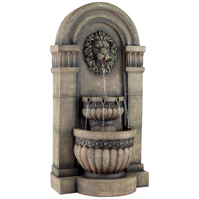 Image 6 Royal Lion Face 50" High 2-Tier Fountain with LED Light more views