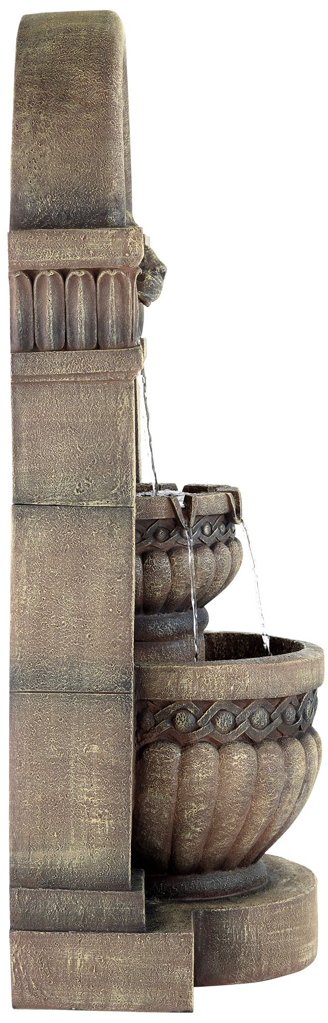 Lion Face Gray 2 Tier Fountain with LED Light