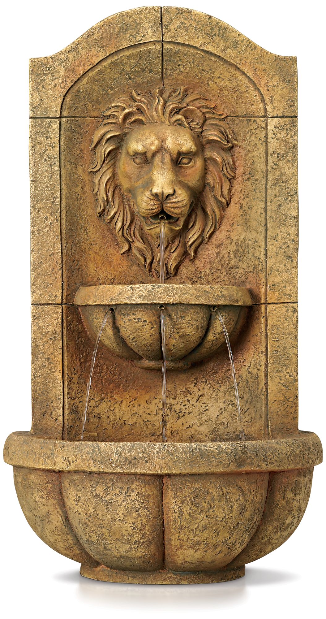 Lion Head Faux Stone Wall Fountain