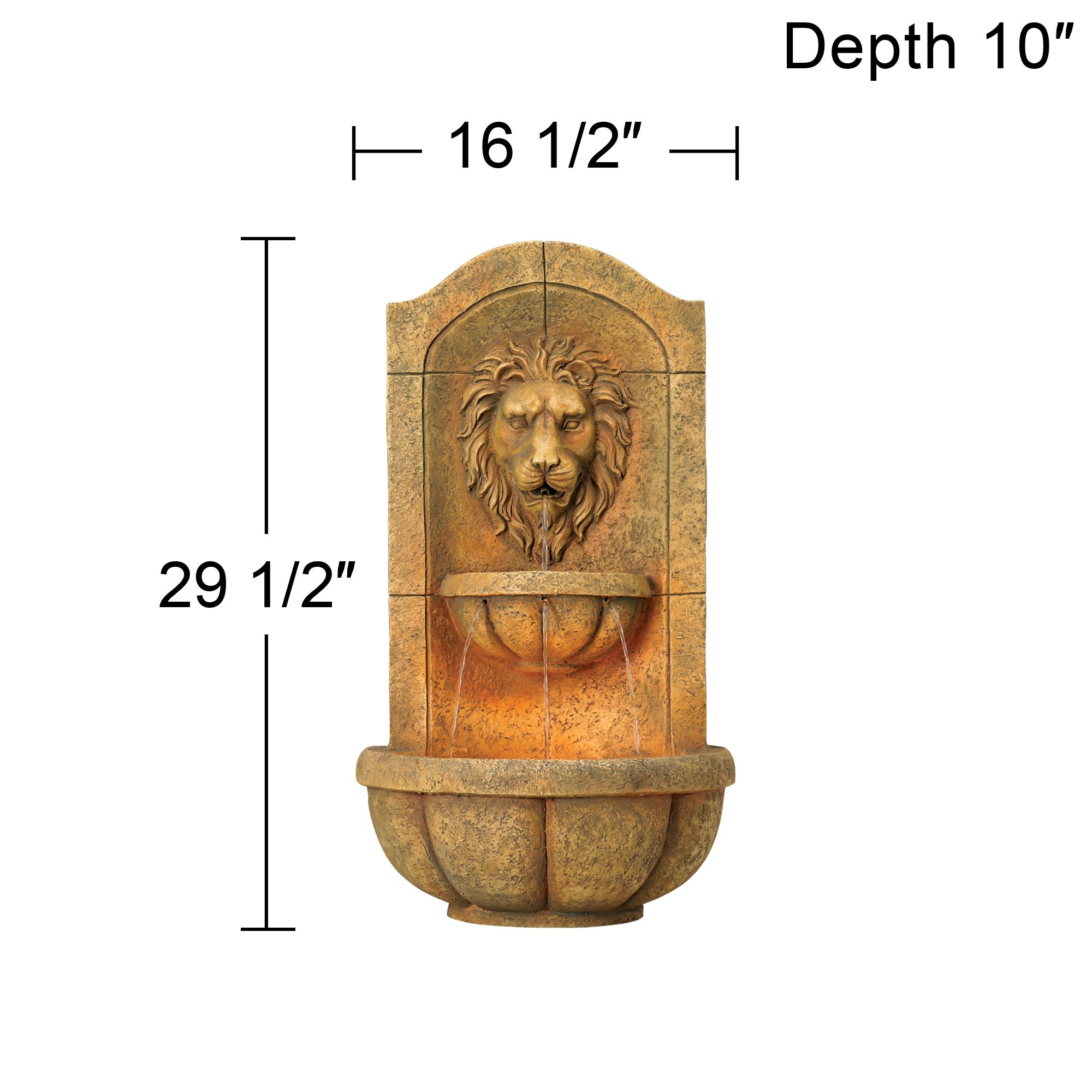 Lion Head Faux Stone Wall Fountain